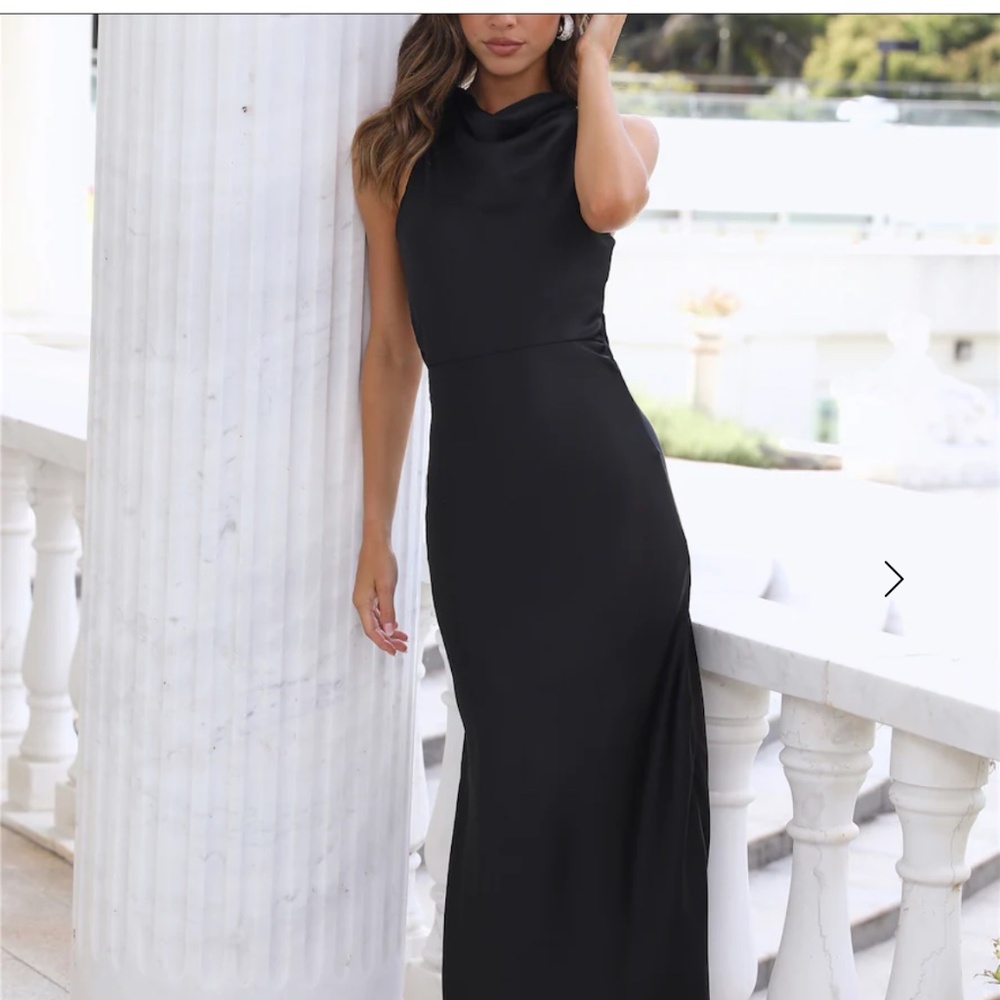 Hello Molly black satin maxi dress